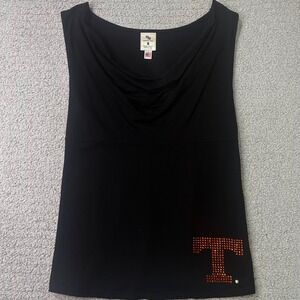 Meesh & Mia Cowl Tank Top Tennessee Vols S Black Rhinestone Gameday Y2K Bling